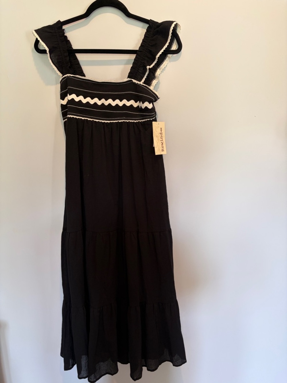 Pomelo Black Maxi Dress with White Trim